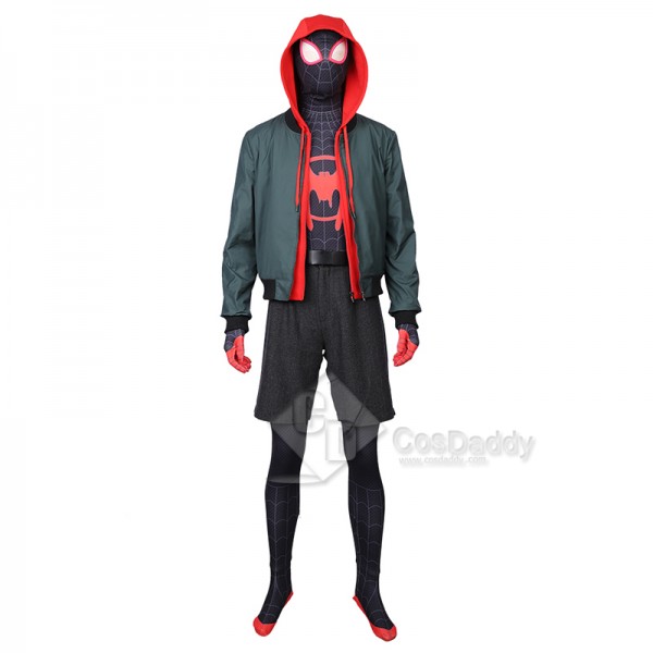 SpiderMan Into the Spider-Verses Miles Morales Cosplay Costume Spider-Man Hoodie  Jumpsuit