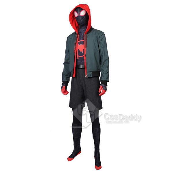 SpiderMan Into the Spider-Verses Miles Morales Cosplay Costume Spider-Man Hoodie  Jumpsuit