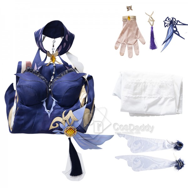 Genshin Impact Ningguang New Skin Orchid's Evening Gown Cosplay Costumes Blue Dress