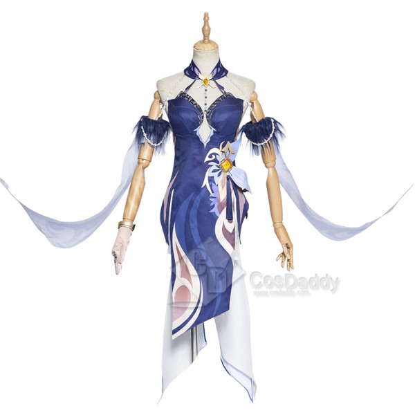 Genshin Impact Ningguang New Skin Orchid's Evening Gown Cosplay Costumes Blue Dress