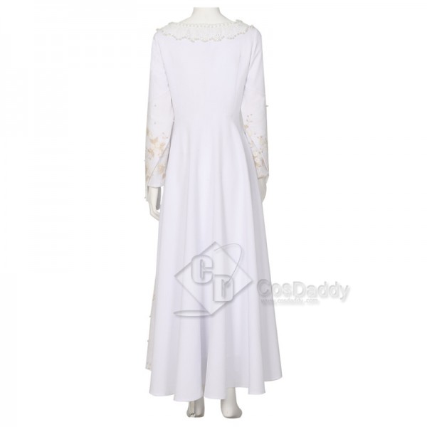 The Witcher Season 2 Ciri New Cosplay Costumes White Dress with Fur Cape
