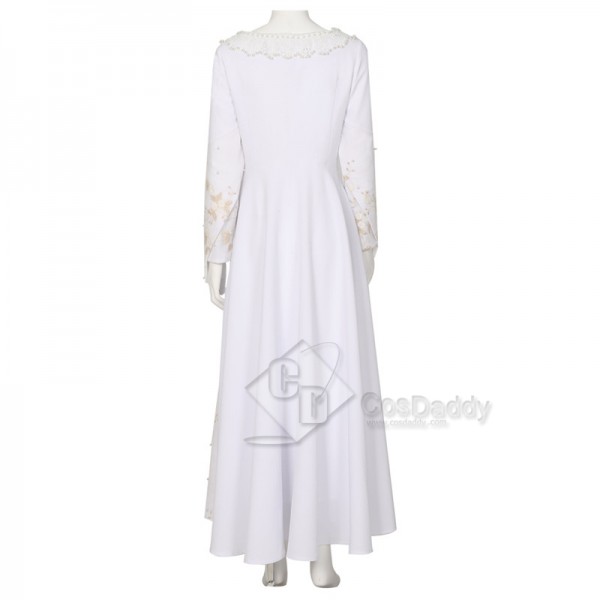 The Witcher Season 2 Ciri New Cosplay Costumes White Dress with Fur Cape