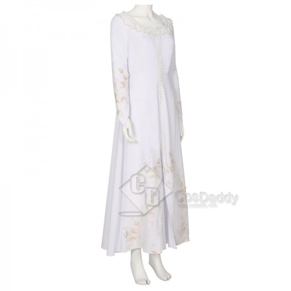 The Witcher Season 2 Ciri New Cosplay Costumes White Dress with Fur Cape