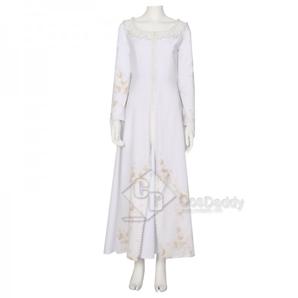 The Witcher Season 2 Ciri New Cosplay Costumes White Dress with Fur Cape