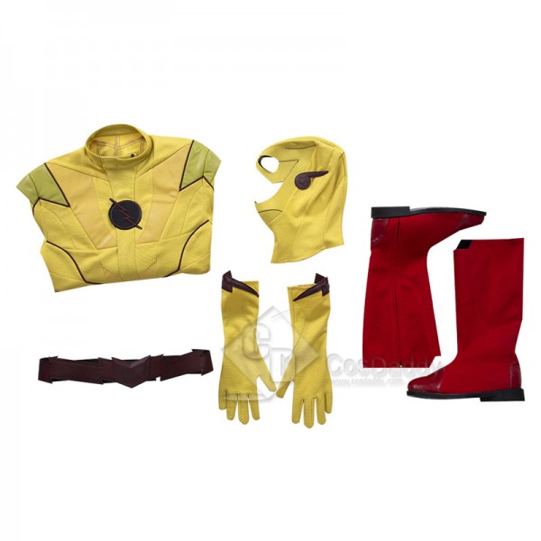 The Flash Season 8 Reverse Flash Eobard Thawne Cosplay Costume Yellow Jumpsuit With Shoes
