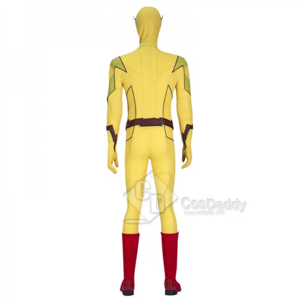 The Flash Season 8 Reverse Flash Eobard Thawne Cosplay Costume Yellow Jumpsuit With Shoes