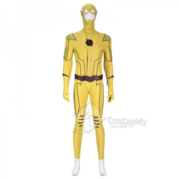 The Flash Season 8 Reverse Flash Eobard Thawne Cosplay Costume Yellow Jumpsuit With Shoes