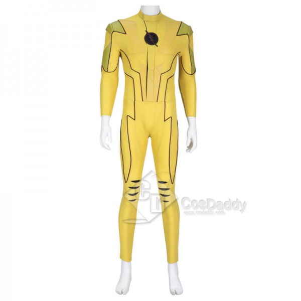 The Flash Season 8 Reverse Flash Eobard Thawne Cosplay Costume Yellow Jumpsuit With Shoes