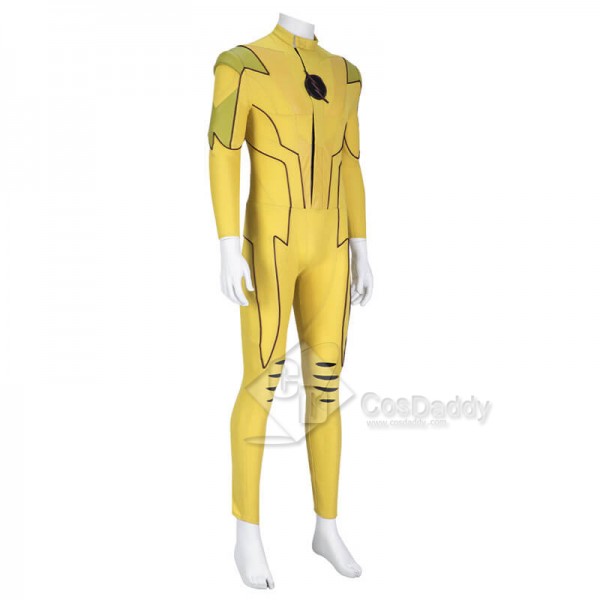 The Flash Season 8 Reverse Flash Eobard Thawne Cosplay Costume Yellow Jumpsuit With Shoes