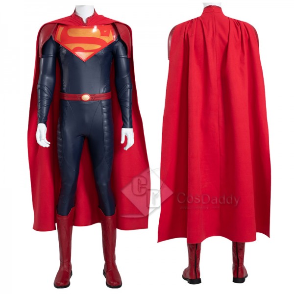 2022 Comics New Superman Jon Kent Cosplay Costume Black Jumpsuit With Red Cape