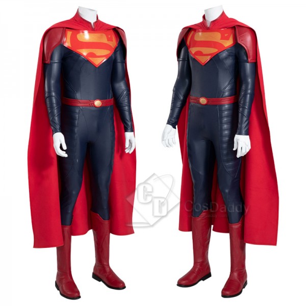 2022 Comics New Superman Jon Kent Cosplay Costume Black Jumpsuit With Red Cape