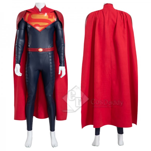 2022 Comics New Superman Jon Kent Cosplay Costume Black Jumpsuit With Red Cape