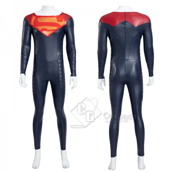 2022 Comics New Superman Jon Kent Cosplay Costume Black Jumpsuit With Red Cape