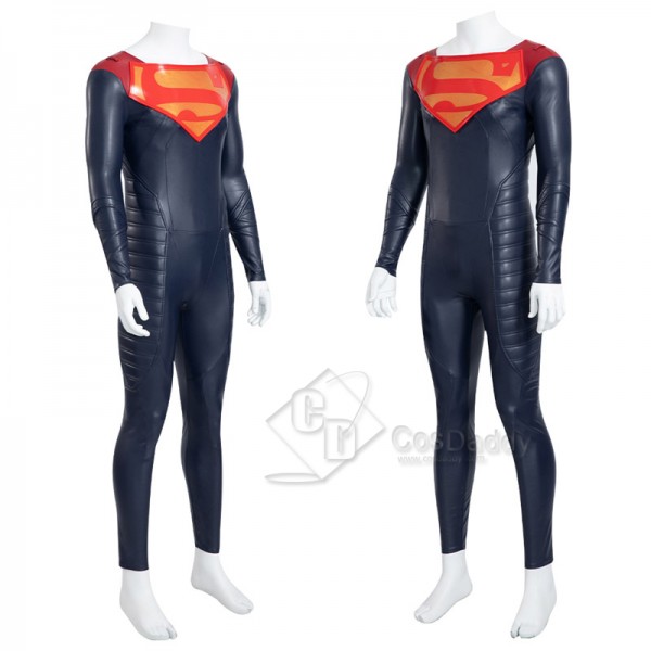 2022 Comics New Superman Jon Kent Cosplay Costume Black Jumpsuit With Red Cape