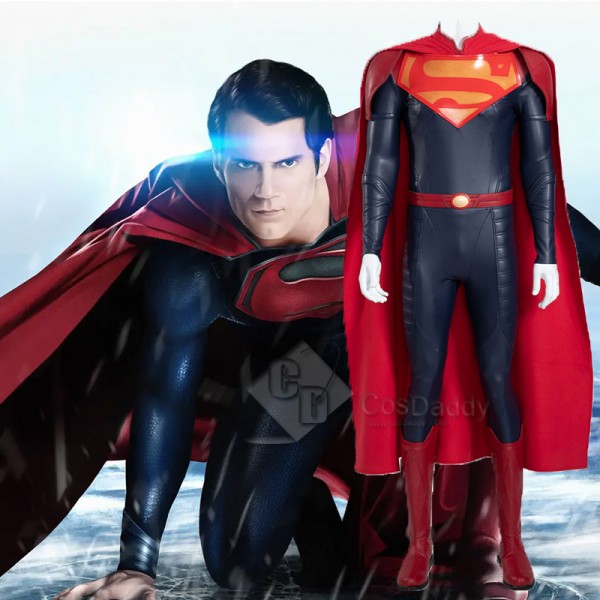 2022 Comics New Superman Jon Kent Cosplay Costume Black Jumpsuit With Red Cape