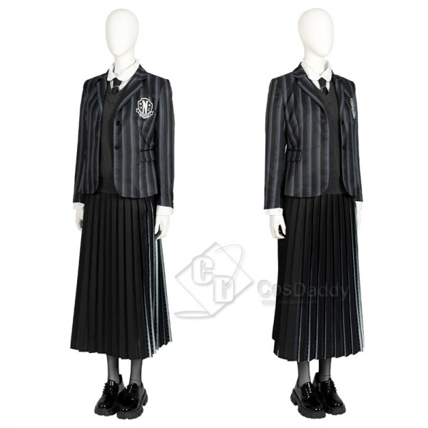 2022 The Addams Family Wednesday Addams Cosplay Costume Nevermore Academy School Uniform Halloween Outfit