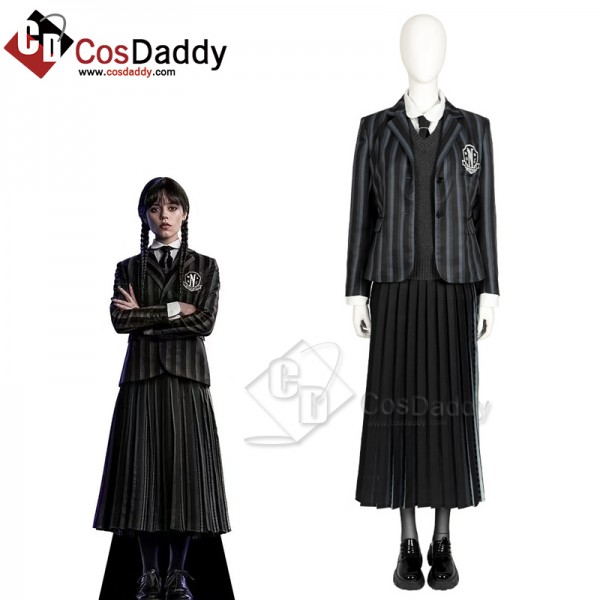 2022 The Addams Family Wednesday Addams Cosplay Costume Nevermore Academy School Uniform Halloween Outfit