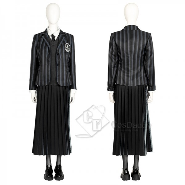 2022 The Addams Family Wednesday Addams Cosplay Costume Nevermore Academy School Uniform Halloween Outfit