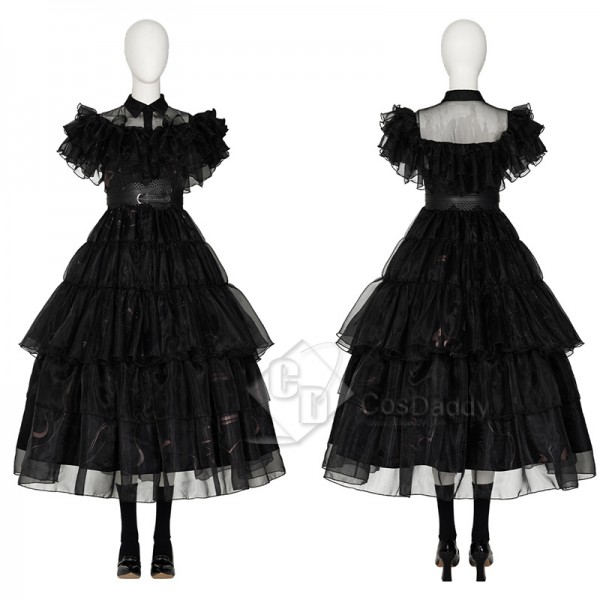2022 The Addams Family Wednesday Addams Dance Dress Cosplay Costume Halloween Party Suit