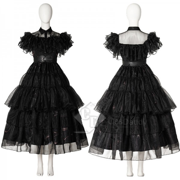 2022 The Addams Family Wednesday Addams Dance Dress Cosplay Costume Halloween Party Suit