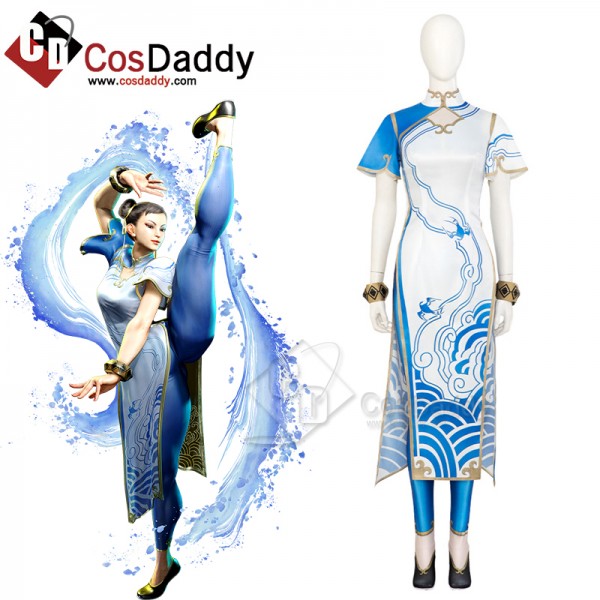 Street Fighter 6 Chun Li Cosplay Costume Qipao Hal...