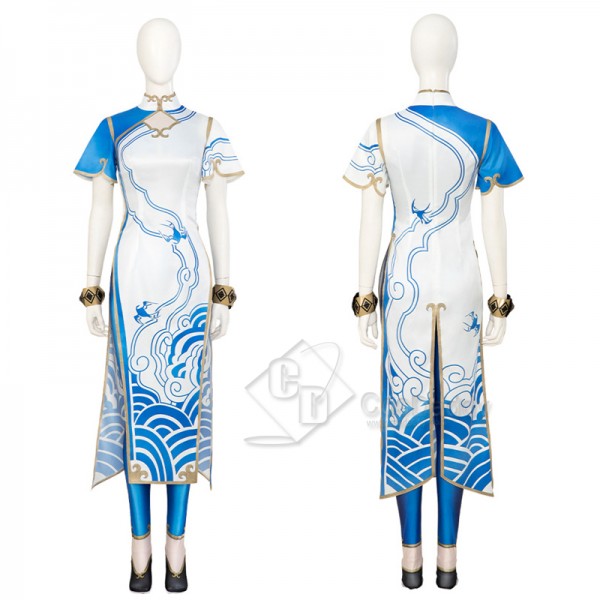 Street Fighter 6 Chun Li Cosplay Costume Qipao Halloween Party Suit Printed Version