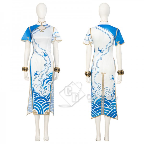 Street Fighter 6 Chun Li Cosplay Costume Qipao Halloween Party Suit Printed Version