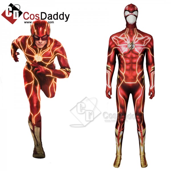 2023 Movie The Flash Red Flash Barry Allen Cosplay Costume Jumpsuit