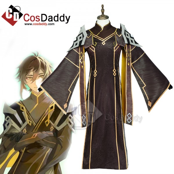 Genshin Impact God of Contracts Rex Lapis Morax Zhongli Cosplay Costume Cape Suit