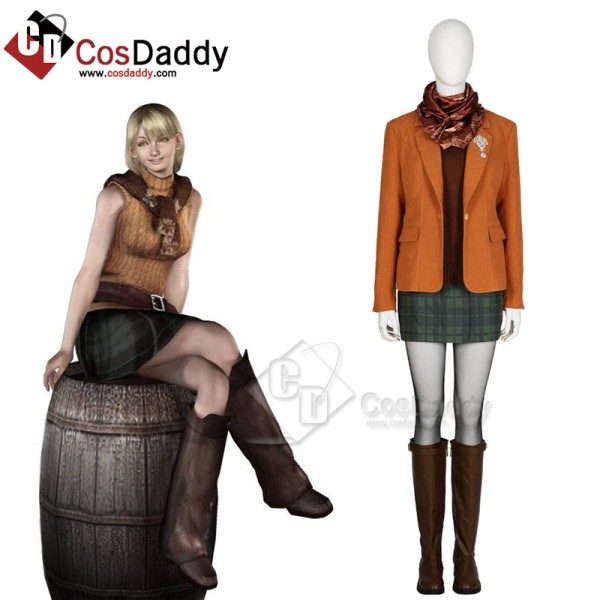 Game Resident Evil 4 Remake Ashley Graham Coat Skirt Cosplay Costume Halloween Outfit