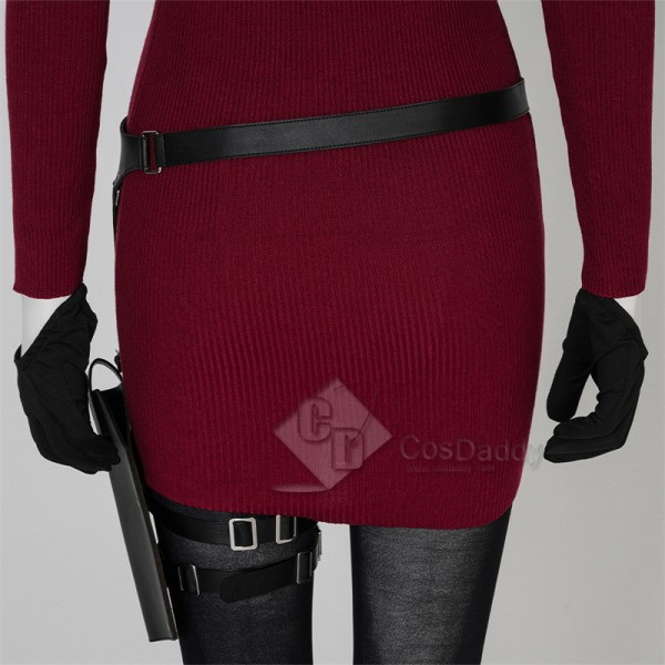 Resident Evil IV 4 Remake Ada Wong Cosplay Costume Red Knit Dress Outfit