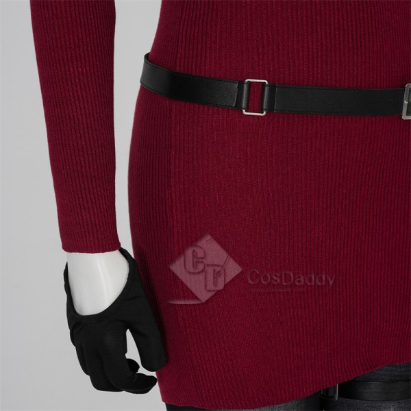 Resident Evil IV 4 Remake Ada Wong Cosplay Costume Red Knit Dress Outfit