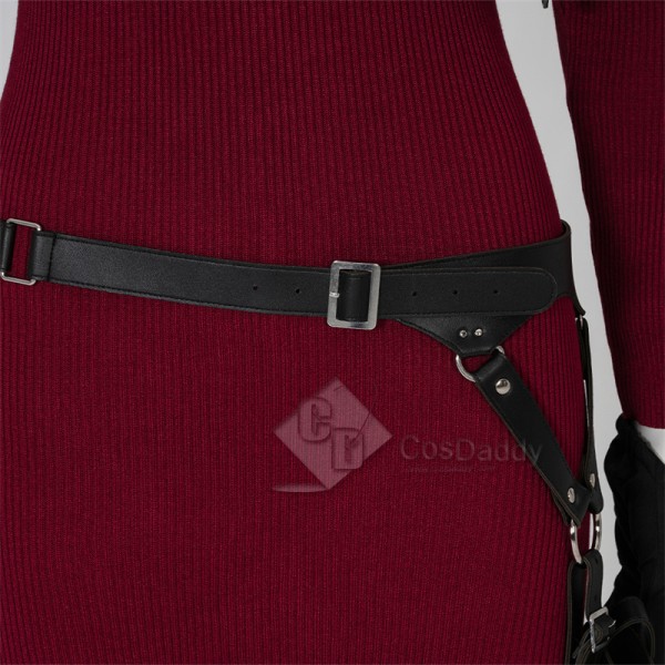 Resident Evil IV 4 Remake Ada Wong Cosplay Costume Red Knit Dress Outfit