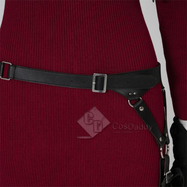 Resident Evil IV 4 Remake Ada Wong Cosplay Costume Red Knit Dress Outfit