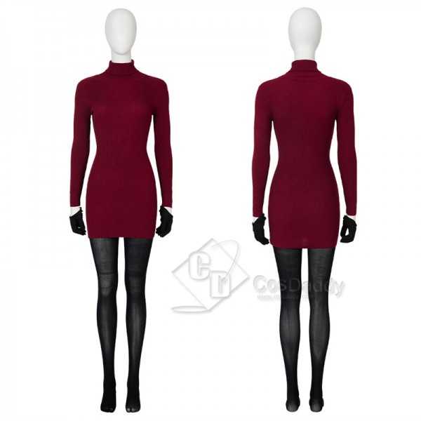 Resident Evil IV 4 Remake Ada Wong Cosplay Costume Red Knit Dress Outfit