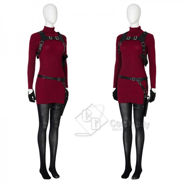 Resident Evil IV 4 Remake Cosplay Costume Ada Wong Red Knit Dress Outfit