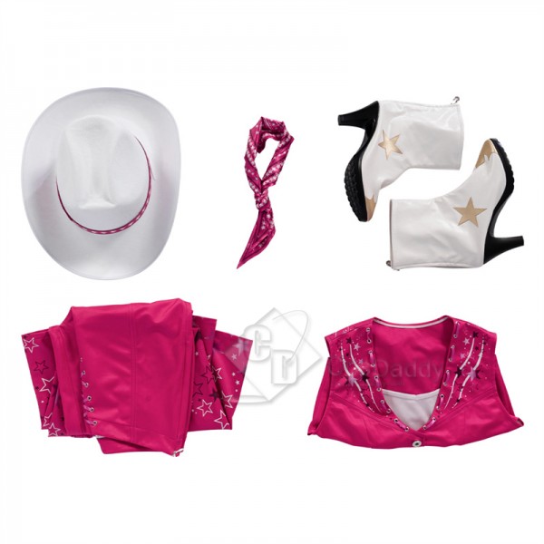 2023 Barbie Movie Cowgirl Barbie Margot Robbie Cosplay Costume Hat Boots Halloween Outfit