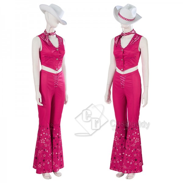 2023 Barbie Movie Cowgirl Barbie Margot Robbie Cosplay Costume Hat Boots Halloween Outfit