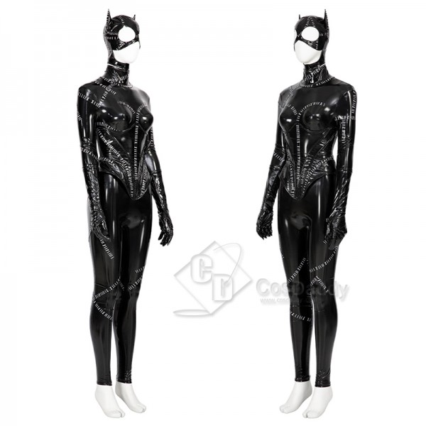 Batman Returns 1992 Michelle Pfeffer Catwoman Leather Bodysuit Cosplay Costume Halloween Party Suit