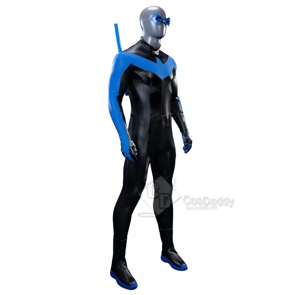 Cosdaddy Dick Grayson Nightwing Cosplay Costume Nightwing Leather Jumpsuit