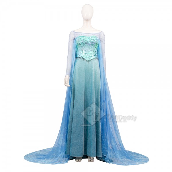 Cosdaddy Disney Frozen 2 Elsa Cosplay Costume Blue Dress Halloween Suit 