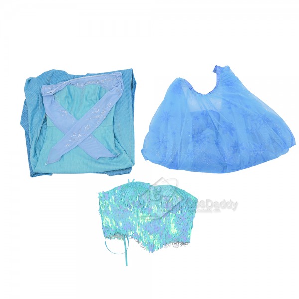 Cosdaddy Disney Frozen 2 Elsa Cosplay Costume Blue Dress Halloween Suit 