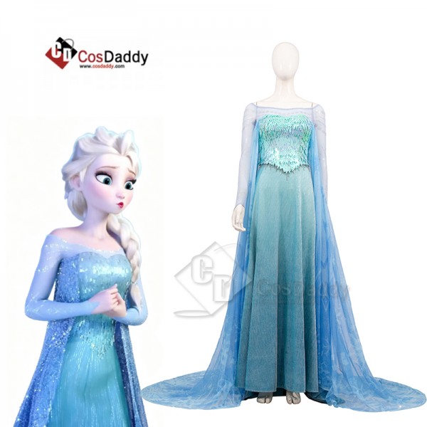 Cosdaddy Disney Frozen 2 Elsa Cosplay Costume Blue Dress Halloween Suit 