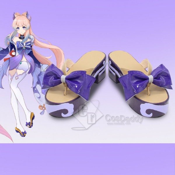 Genshin Impact New Star Sangonomiya Kokomi Cosplay Costume Christmas Purple Dress With Shoes