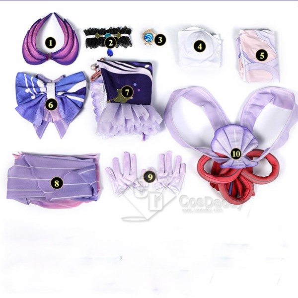 Genshin Impact New Star Sangonomiya Kokomi Cosplay Costume Christmas Purple Dress With Shoes