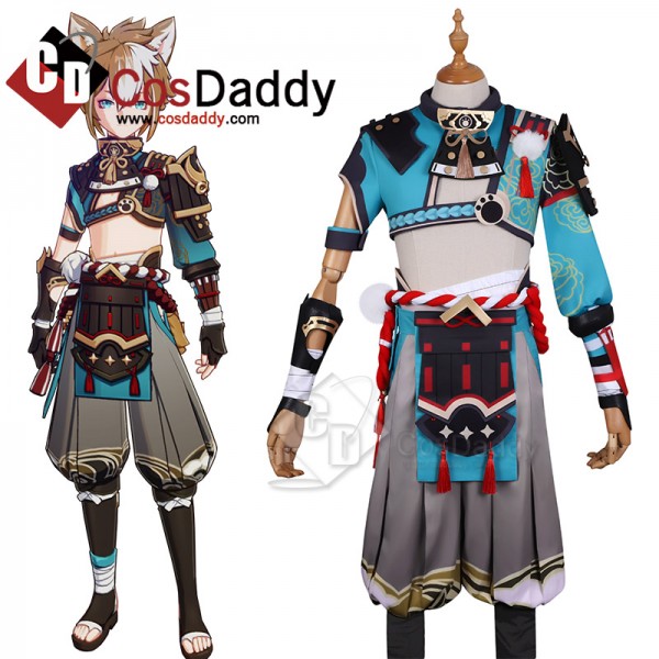 Genshin Impact Defiance Gorou Cosplay Costume Handsome Combat Unisex Suit With Ear Tail