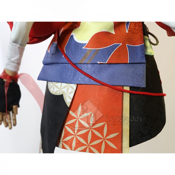 Genshin Impact Yoimiya Cosplay Costume Xiaogong Suit Yellow Red Kimono Game Combat Uniform