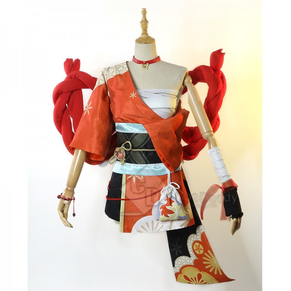 Genshin Impact Yoimiya Cosplay Costume Xiaogong Suit Yellow Red Kimono Game Combat Uniform
