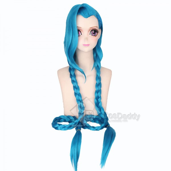 LOL Jinx Wig League of Legends Arcane Linx Long Blue Wig CosDaddy