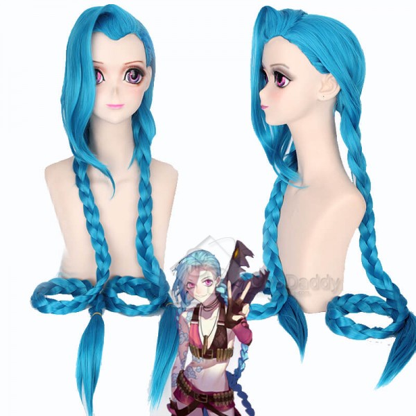 LOL Jinx Wig League of Legends Arcane Linx Long Blue Wig CosDaddy